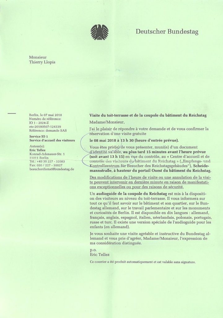 Lettre d'invitation à visiter le Bundestag (http://www.autre-ailleurs.fr)